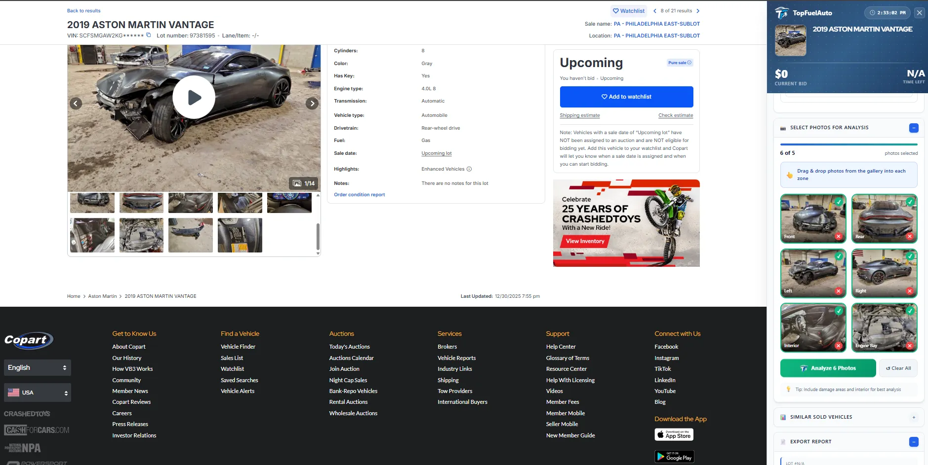 Chrome Extension Integration - TopFuelAuto sidebar on Copart and IAAI auction pages with PDF export