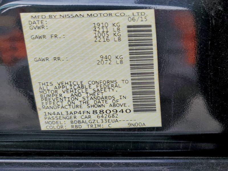 Nissan Altima VIN sticker